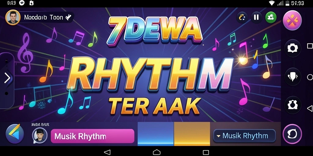 Tampilan antarmuka interaktif game 7DEWA dengan irama Musik Rhythm.