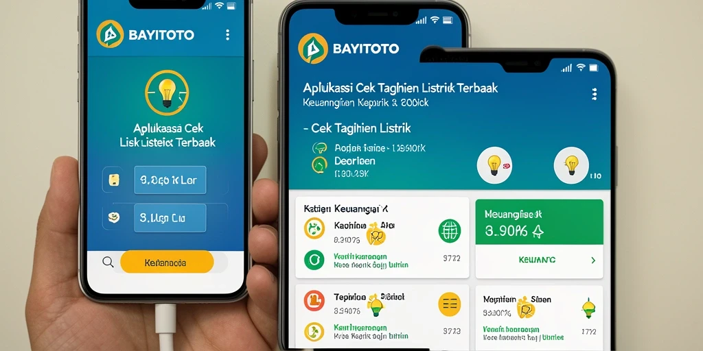 Screenshot aplikasi BAYITOTO menampilkan fungsi cek tagihan listrik.