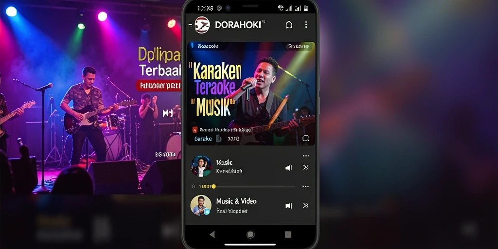 Tampilan antarmuka aplikasi Karaoke DORAHOKI yang menarik dan user-friendly.