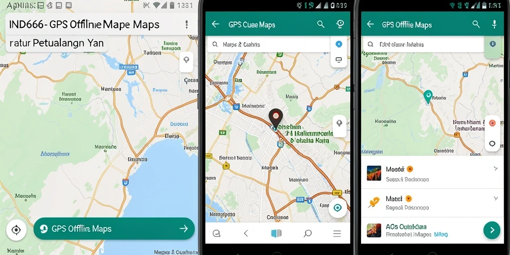 Tampilan antarmuka aplikasi GPS Offline Maps IND666 yang informatif.