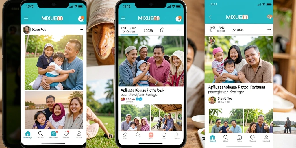 Screenshot MIXUE88 menunjukkan antarmuka pembuatan kolase yang sederhana dan menarik.