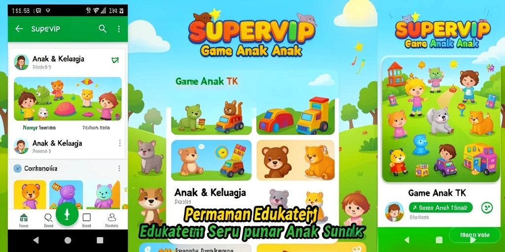 Tampilan antarmuka ceria dan interaktif dari SUPERVIP.