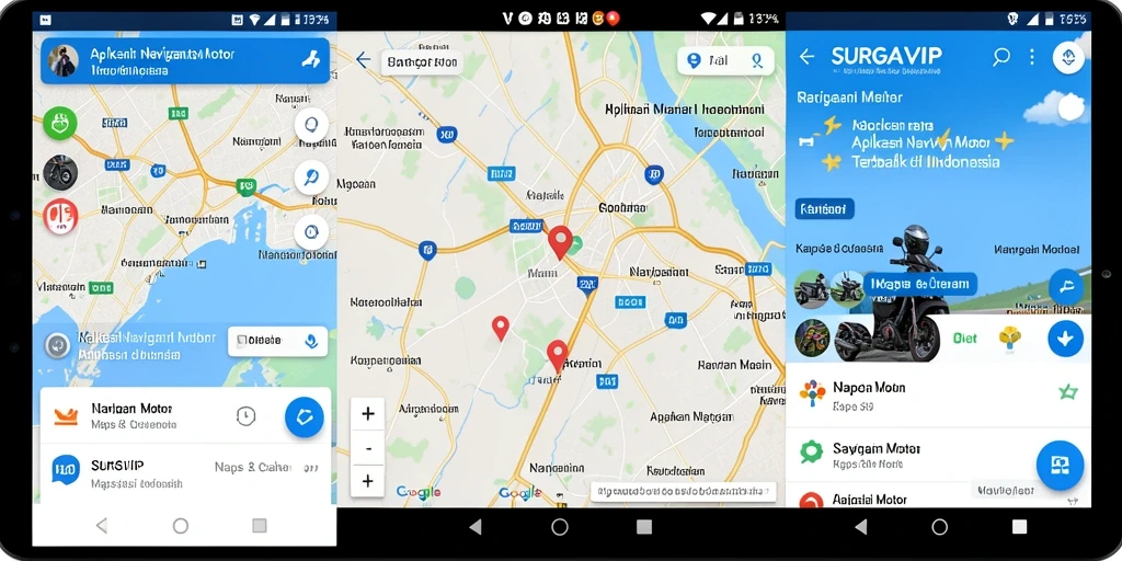 Antarmuka aplikasi SURGAVIP menampilkan peta dan navigasi motor yang intuitif.