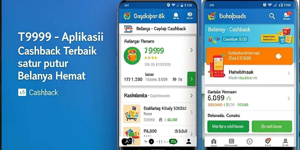 Tampilan antarmuka aplikasi T9999 yang ramah pengguna dengan fitur cashback.