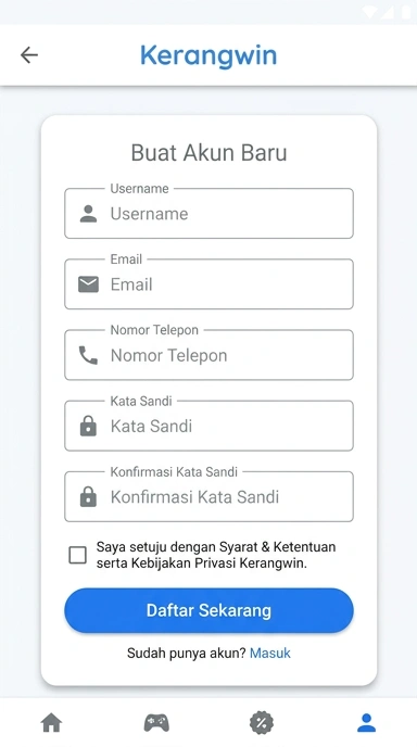 Panduan Mendaftar Akun Baru kerangwin untuk Pengguna Android